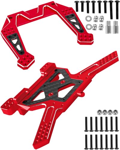 RCHuiWow RC Shock Towers Upgrades Part for 1/10 Slash 2WD(VXL),Rustler 2WD(VXL),Stampede 2WD(VXL),Bandit 2WD(VXL),Alloy Aluminium Front Rear Shock Towers,Red