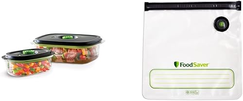 Vista 23 de FoodSaver 2116382 Preserve & Marinate - Contenedores al vacío, 1 - 3 tazas y 1 - 10 tazas, transparentes (conteo-2) y FoodSaver bolsas
