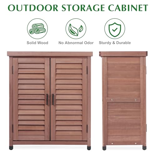 Outdoor-Storage-Cabinet-Potting-Bench-Table-with-Metal-Top-Wooden-Patio-Furniture-Garden-Workstation-Dark-Brown-36x31x17in Outdoor Storage Cabinet Potting Bench Table with Metal Top Wooden Patio Furniture Garden Workstation Dark Brown 36x31x17in