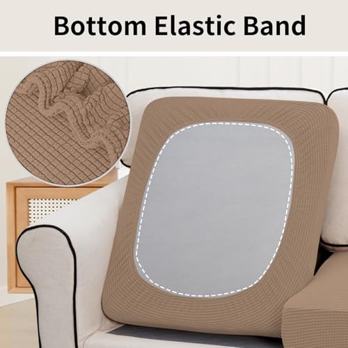 Image of Easy-Going Stretch 3 Pieces Oversized Couch Cushion Cover for Sofa Seat