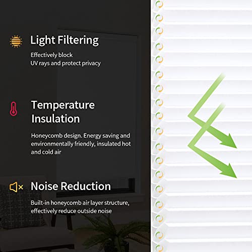 Genimo Cordless Cellular Shades, Blackout Blinds For Windows, Thermal Insulated Window Shades, Room Darkening Honeycomb Mini Blinds For Home, Office, Bedroom, Easy To Install, White, 20" W X 72" H #TOP2