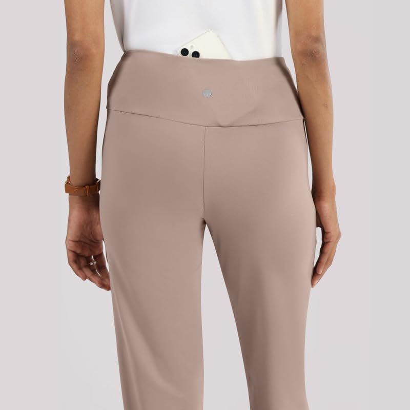 Image of BlissClub Women's Ultimate Straight Pants - Lite, High Waist Formal Trousers with Wide Waistband, Tall (for Women Above 5'5 ft)
