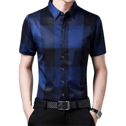 Chemise d'été légère col à revers manches courtes coupe fluide homme