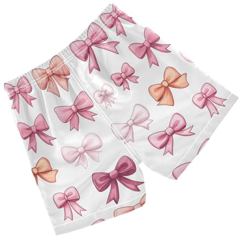 Pigsaly Boys Swim Trunks Coquette Orange Pink Bows White Boys Board Shorts Swimsuit Swimwear Summer Bathing Suit XS2