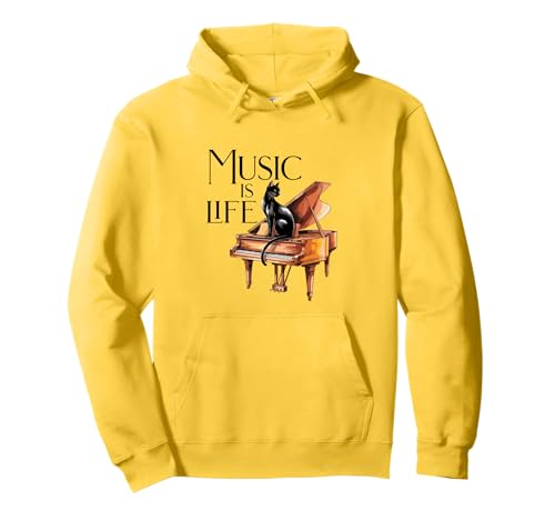 Musik is Life Chat sur piano piano pianiste Sweat à Capuche
