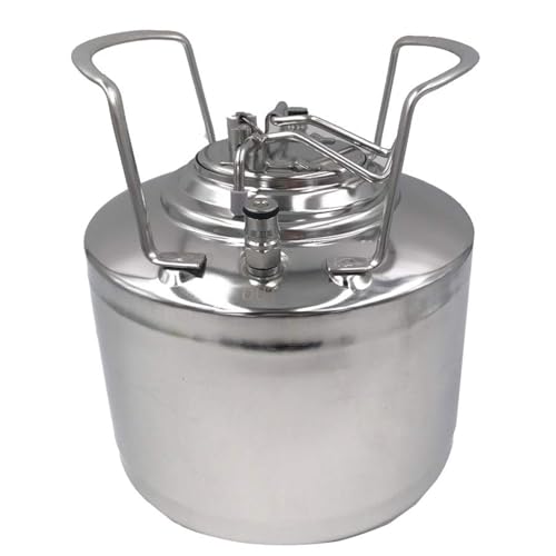 MDFCZXP Sistema de Barril de Bloqueo de Bola de Cerveza de Barril de 1.6 galones Barril de Cerveza Estilo Cornelius de Acero Inoxidable de 6 litros con manijas de Metal,Plata,15cm