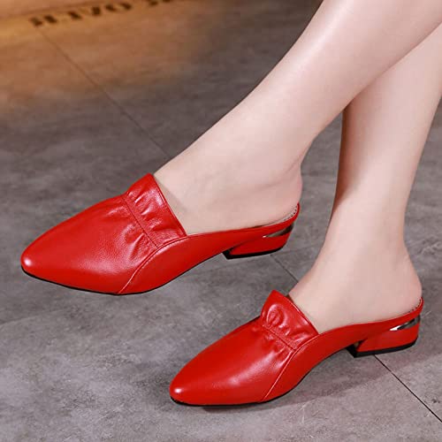Slippers Women Summer Flats Lady Sandals Slippers Genuine Leather Slip on Pointed Women Mules Outdoor Slipper Shoes Woman Slides2