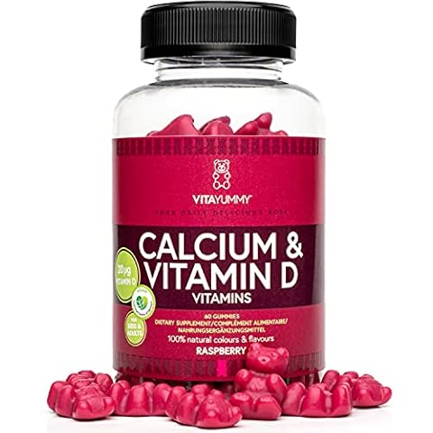 VITAYUMMY Vitamin D and Calcium Supplement - Chewable Calcium & Vitamin d3 Gummy Bears - Adult & Kids Vitamin D Gummies for Immune System Teeth & Bones - 60 Vegan Multivitamin Gummies Made in Germany Cover