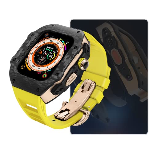 Bracelet caoutchouc fluoré iWatch 8 et 7 : boîtier carbone robuste pour le sport et le bureau