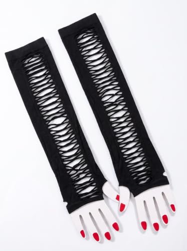 Avidlove Long Black Fishnet Gloves for Women Cut Out Fingerless Arm Sleeve - image 5