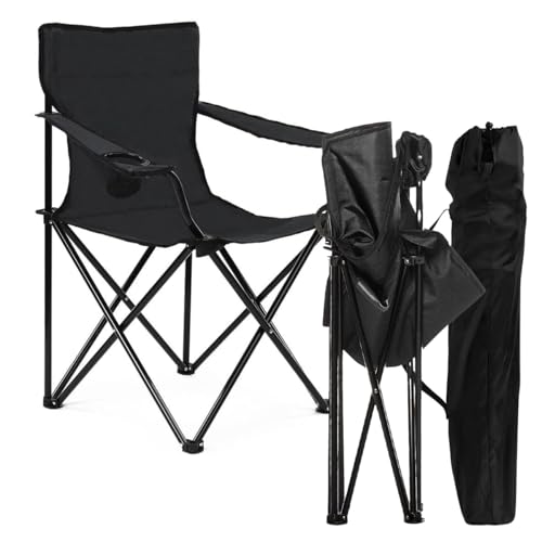 MURIS Silla Plegable para Playa y Camping con Apoyabrazos y Soporte de Botella Tela Oxford y Estructura