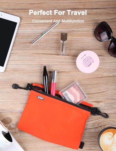 GOX Travel Toiletry Bag, Carry On Small Zipper Pouch, Cosmetic Kit Makeup, Digital Bag, Water Repellent Nylon (Orange) - Thumbnail 6