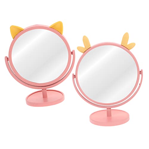 Ipetboom 2pcs Espejo Maquillaje Portátil de Mesa miniatura 1