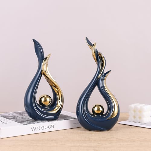 LCCCK Abstract Statue Decor 2pc, Modern Table Centerpieces for Dining Room, Abstract Art Sculpture for Contemporary Coffee Table Entertainment Center TV Stand Cool Stuff Show Pieces