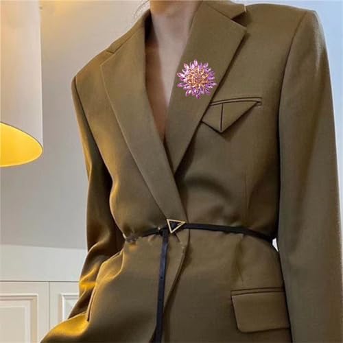 Image of WCRAZYE Sunflower Brooch Pins for Women Sparkly Big Premium Rhinestone Crystal Red Flower Bouquets Lapels Brooch Elegant Clothing Skirt Hat Bag Accessories for Teen Girls