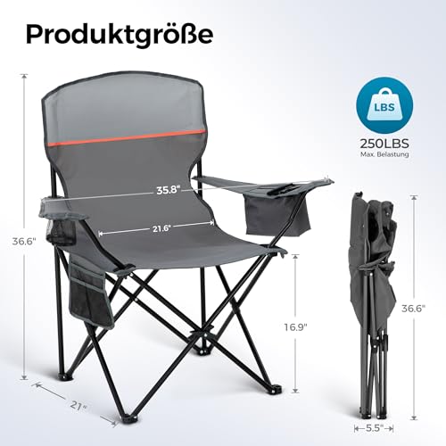 HIGH POINT SPORTS 2er Set Klappstuhl Campingstuhl Faltstuhl Komfortable – Ansicht 2