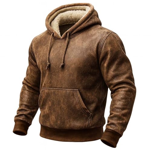 Sudadera con capucha hombre estilo western pijama parejas chaqueta invierno marrón L