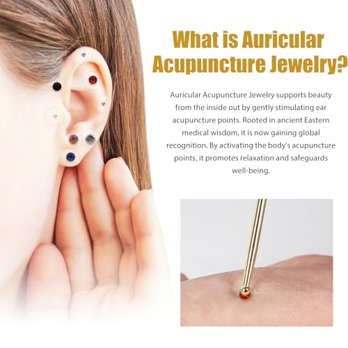 Ear Seeds Acupuncture Kit Fashion Ear Jewelry Set with Tweezer and Brass Acupressure Probe Portable Acupuncture Beads Stickers (Multi-Color Rhinestone Set (100pcs)) - Thumbnail 3