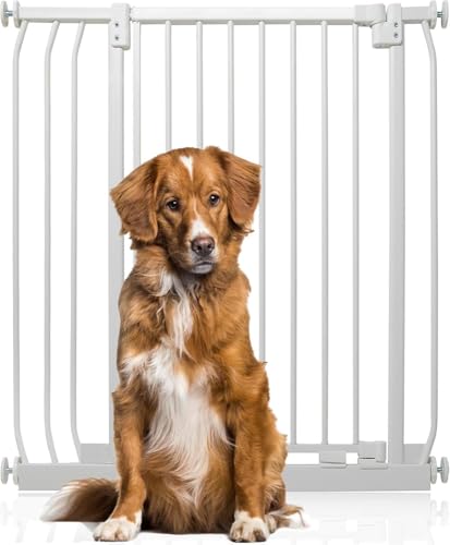 Bettacare Cancelletto per Cani Elite Extra Alto, 80cm - 89cm, Bianco Opaco, Extra Alto con 96.8cm di Altezza, Cancelletto a Pressione per Cani e Cuccioli, Barriera per Animali Domestici e Cani