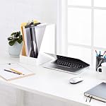 Amazon Basics Rectangular Plastic Desk Organizer, Magazine Rack, White, 2-Pack Temp - Image 2