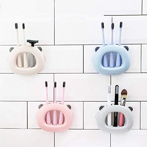 Toothbrush Holder Bathroom Kitchen Family Toothbrush Suction Cups Holder Wall Stand Hook Organizer Bathroom Accessories(C)