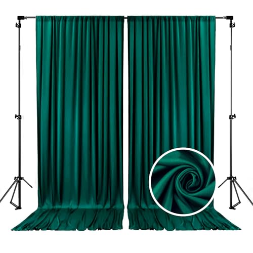 Image of 10 x 7 Feet Deep Green Backdrop Curtain for Partie, Background Curtains for Photoshoot, Birthday, Wedding, Halloween, Thanksgiving, Christmas, New Year Party Decorations 5Ft x 7Ft, 2 Panels
