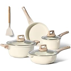 Set Sartenes Ceramica JUST PERFECTO Juego de cacerolas para inducción – Juego de sartenes con tapa – sartén de 24 cm, sartén de 24 cm, sartén antiadherente sin ptfe ni pfoa (Blanco)