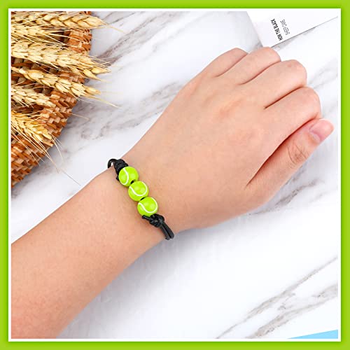 20 Pcs Tennis Charm Bracelets Tennis Party Favors Tennis Ball Beads Adjustable Wristbands Sport Ball Bracelet For Girl Women Teens Sport Birthday Party Holiday Gifts Tennis Ball Favors Team Player #TOP1