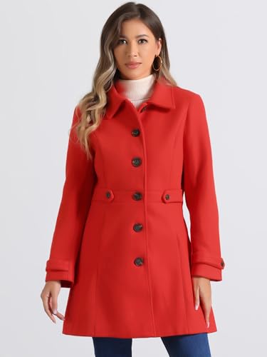 Image of Allegra K Women's Winter Classic Overcoat with Pockets Single Breasted Coat | Soft pea coat, Fully lined outerwear, Trendy, Fall office peacoat, Warm casual holiday everyday wear,