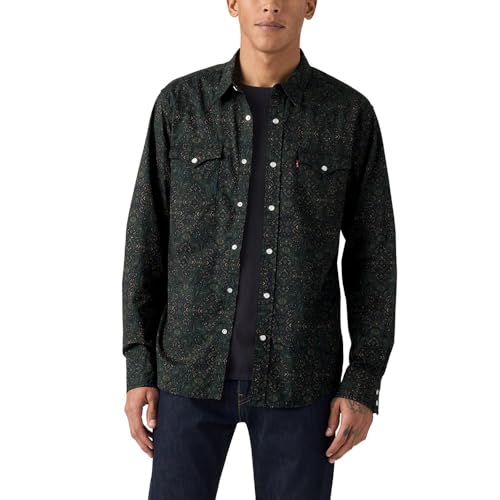Levi's Men's Classic Western Shirt (Also Available in Big & Tall), (New) Virgil Paisley Nightfall Navy Poplin, Large by Levi's - Used condition - US$35.53