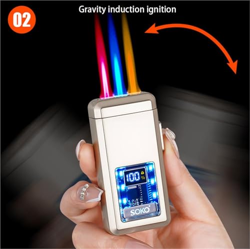 Encendedor de butano recargable que soluciona el viento con su potente llama ajustable de metal 4
