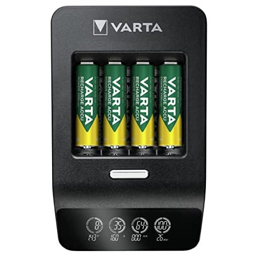 VARTA Akku Ladegerät, inkl. 4x AA 2100mAh, Batterieladegerät für wiederaufladbare AA/AAA, LCD Ultra Fast Charger+, Einzelschachtladung, 3 Modi: Schnellladen, Laden, Auffrischen, inkl. 12V Adapter