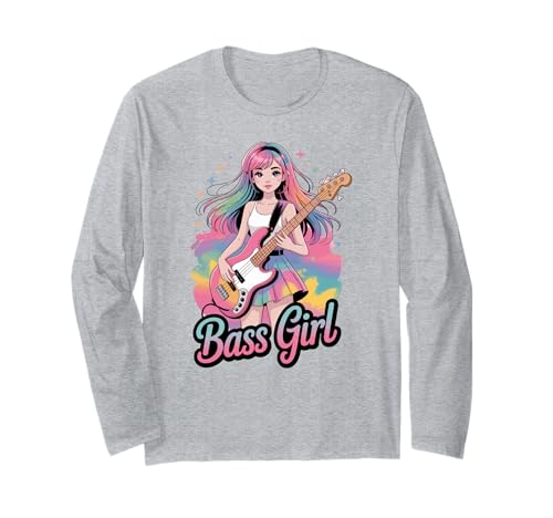 Bass Girl colorida Bass Girl Music Lover Manga Larga