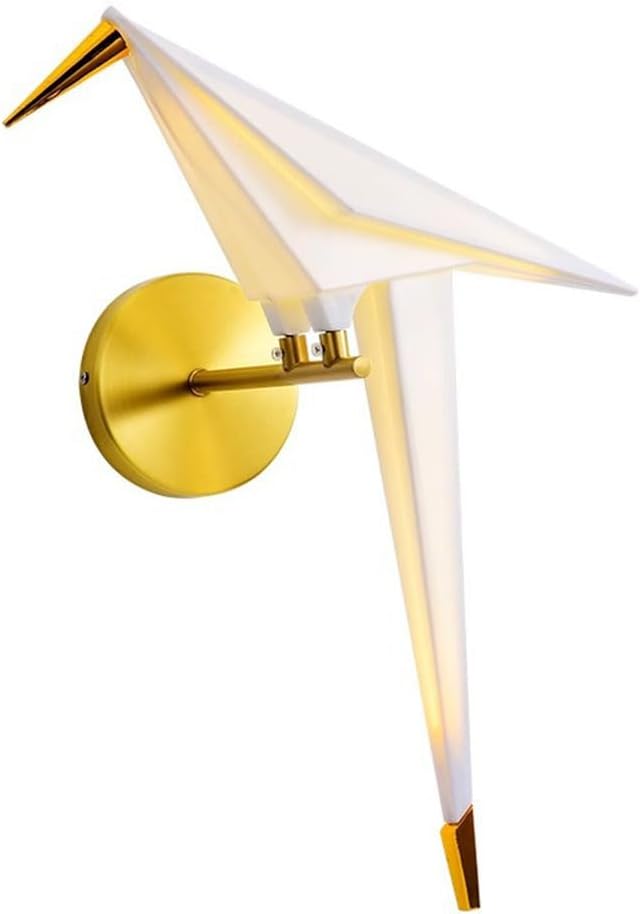 Warm Light LED Paper Crane Wall Lamp - Metal Base with Bird Lampshade, 8W Decorative Light for Bedroom, Study, Nursery, Baby Room