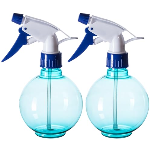 HR Hogar | Botella Pulverizador Spray 330 mL Pack de 2 - Hecho en España - Aerosol Bola de Plástico PET Resistente y Reciclable con Boquilla Regulable para Limpieza y Jardinería (Azul)