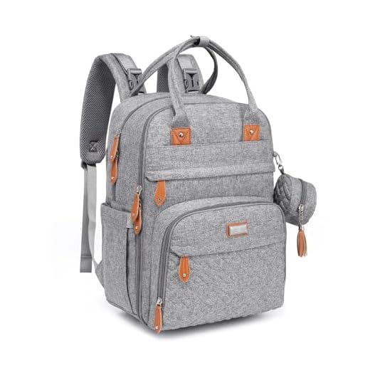 BabbleRoo Mochilas de Pañales para Bebé, Gran Capacidad Mochila de Cambio Bolsa para Pañales con Cambiador y Porta Chupones para Mamá y Papá (gris)