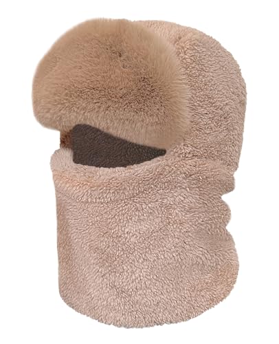Rayson Passamontagna Invernale Donna Stare al Caldo 3 in 1 Cappello Scaldacollo con Cappuccio in Pile Sci Outdoor Equitazione(Marrone)