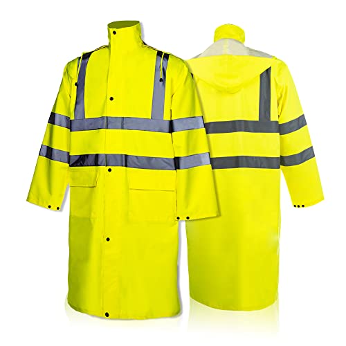 FONIRRA Hi Vis Rain Jacket for Men Waterproof ANSI Class 3 Reflective Construction Rain Gear