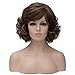12" 30CM Women's Short Curly Wave Wig Fashion Synthetic Hair Brown Highlights Wigs (As the Picture)