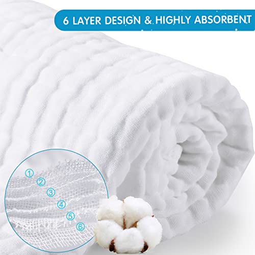 Muslin Cotton Hooded Baby Bath Towel Sets Large 32 X 32 Inch Soft Unisex Bath Towels Bulk For Babies, Toddler, Infant, Newborn, Baby Gifts For Girl Boy (White, 4 Pieces) #TOP1