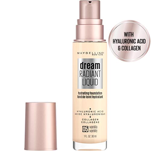 Maybelline Dream Radiant Liquid Medium Coverage Hydrating Makeup, Lightweight Liquid Foundation, Vanilla, 1 Fl; Oz #TOP1