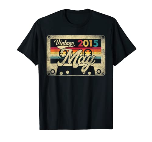 May 2015 7th Birthday Gift Retro Shirt 7 Years Old Vintage Maglietta