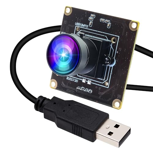 ELP 1080P 120fps USB Fisheye Camera Module for Computer 12MP PC Camera Wide Angle Web Camera for Desktop Computer Industrial Embedded USB Security Camera Mini Lightburn Camera for Raspberry Pi