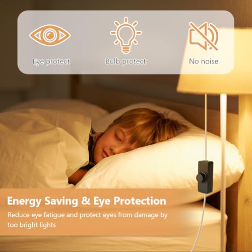 AXFEE LED-Dimmschalter, 1-Gang, 220 V-240 V, Phasenabschnitte, drehbarer Ein-/Aus-Inline-Dimmschalter, geeignet für Zuhause, 3–100 W, dimmbare LED, Halogenlampen, Decke, Glühlampe (schwarz)