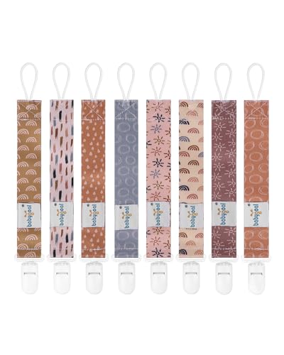 Babygoal Pacifier Clips 8 Pack, Pacifier Holder Clips for Baby Boys and Girls Fits for Most Pacifier, Binkie Styles & Baby Teethers & Toys and Gift-Neutral Color 8PB25