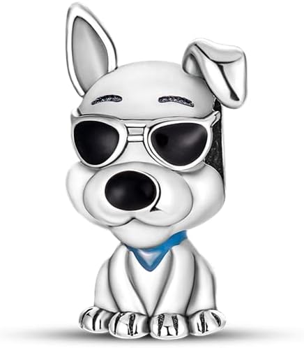 BEEUVIP Dije familiar de animales de plata de ley 925 con cuentas caladas para pulseras y collares con circonita cúbica 5A, cumpleaños, día de la