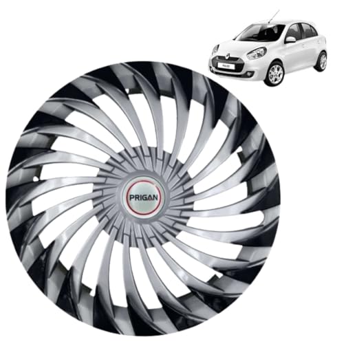 Image of PRIGAN Wheel Cover for Pulse 15 Inch Silver Black Wheel Cap (Available in 15 Inch) (Set of 4 Pcs) (Press Fitting) Model- Swing DC-15