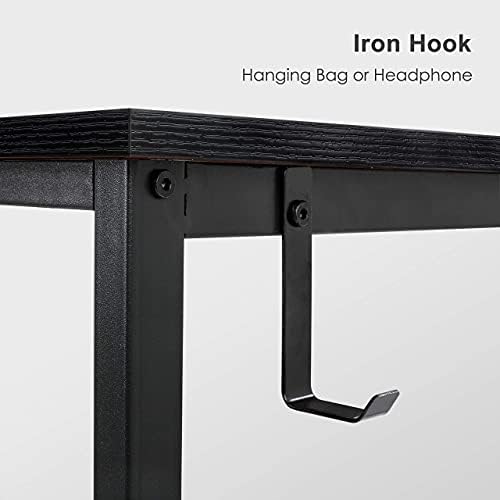 AuAg 120cm Home Office Desk, Writing Computer Desk Modern Black Working Desk with Storage Bag, Sturdy Wooden PC Laptop Table, Simple Computer Table for Work and Study (Black)