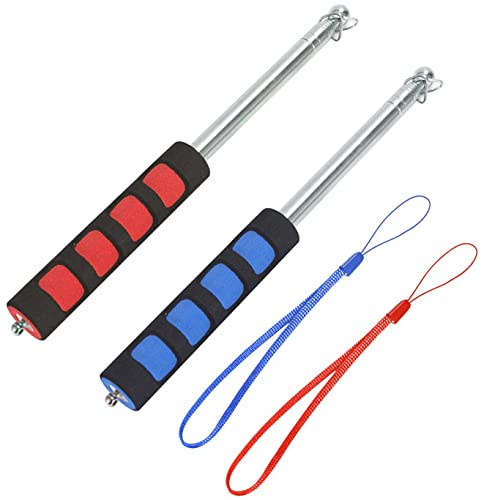 2 Pcs 1.2m Telescopic Flag Pole Stainless Steel Handheld Flagpoles Extendable Portable Flag Poles for Outdoor Activity a Flagpole for Tour Guides and Teachers(Blue & Red)