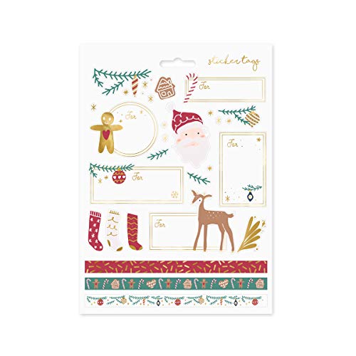 Lijelove - Nastro adesivo Babbo Natale, rosso, verde e oro